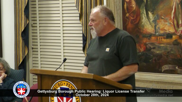 Gettysburg Borough Council Public Hearing: Liquor License Transfer – 10/28/2024