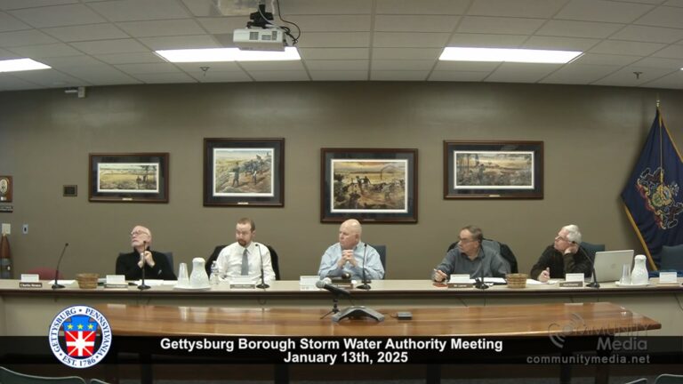 Gettysburg Storm Water Authority Meeting – 1/13/2025
