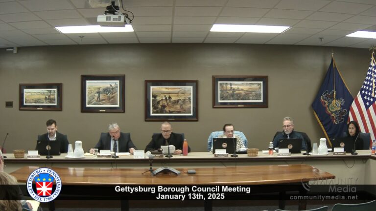 Gettysburg Borough Council Meeting – 1/13/2025