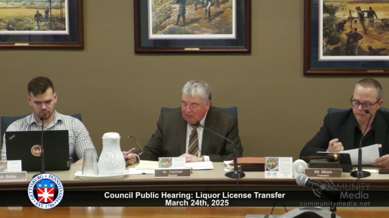 Gettysburg Borough Council Public Hearing: Liquor License Transfer – 03/24/2025