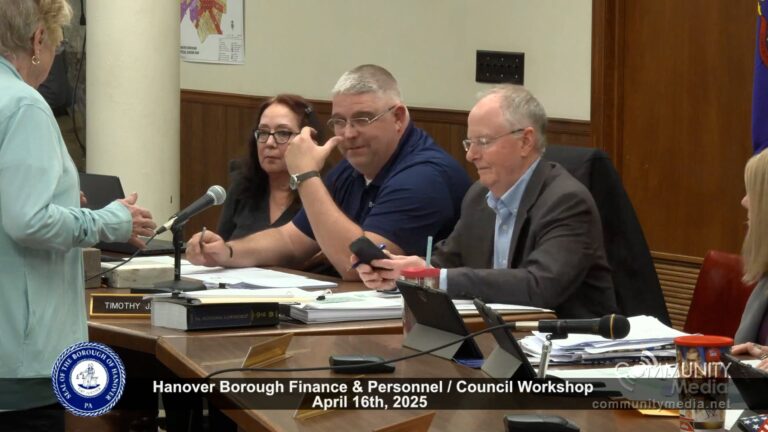 Hanover Borough Finance & Personnel / Council Workshop – 04/16/2025