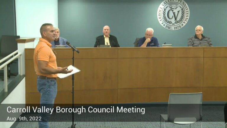 Carroll Valley Borough Council Meeting – 8/9/2022