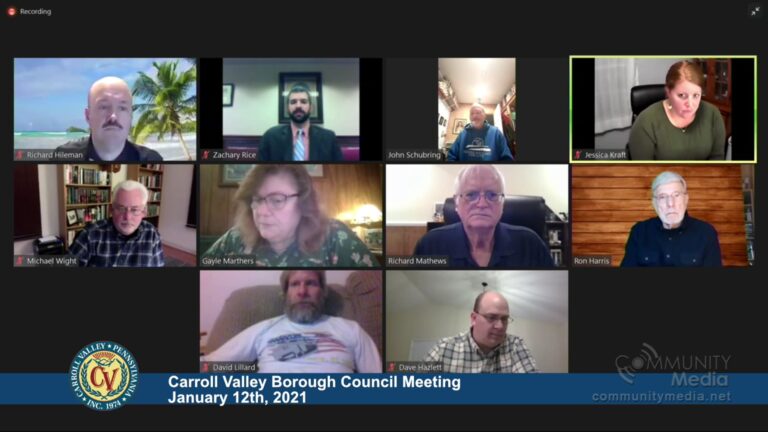 Carroll Valley Borough Council Meeting – 1/12/2021