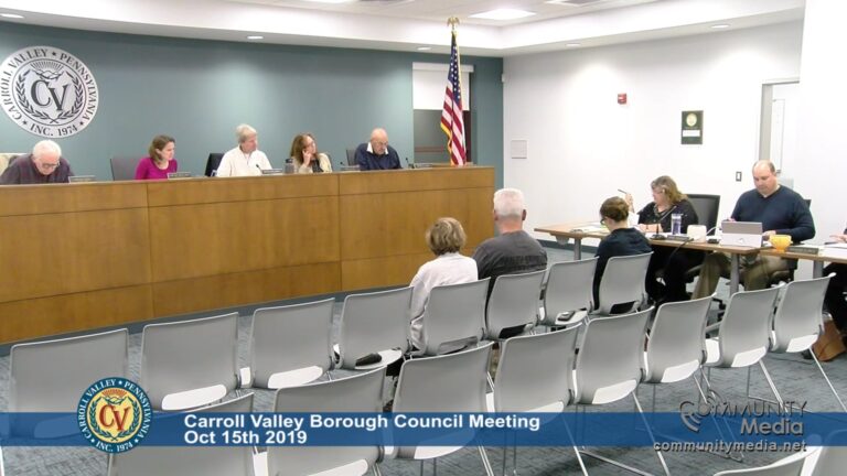 Caroll Valley Borough Council Meeting – 10/15/2019