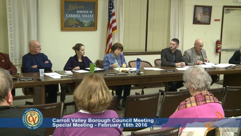 Carroll Valley Borough Council – Special Meeting – 02/16/2016