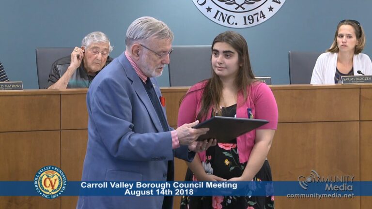 Carroll Valley Borough Council Meeting – 8/14/2018