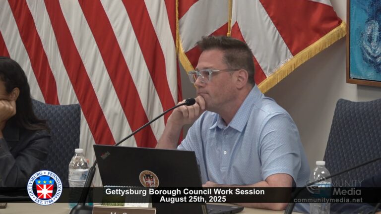 Gettysburg Borough Council Work Session – 08/25/2025