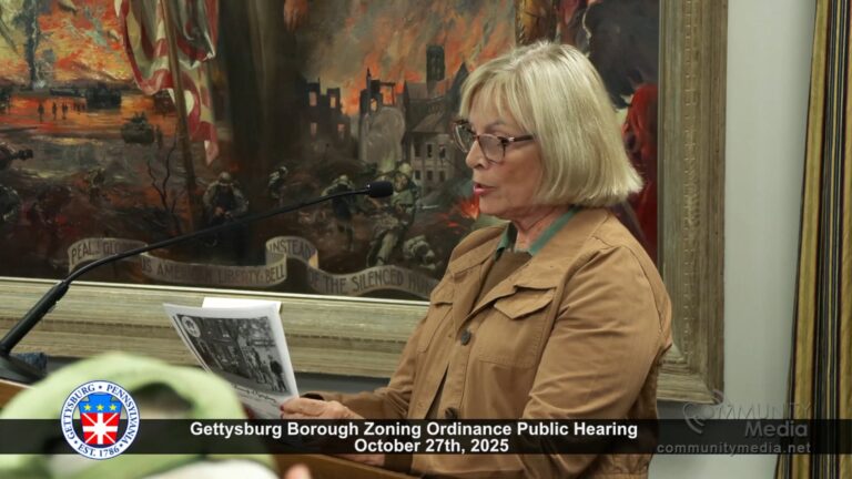 Gettysburg Borough Zoning Ordinance Public Hearing – 10/27/2025