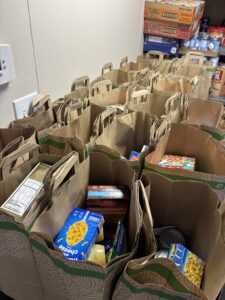 Bags of donated food