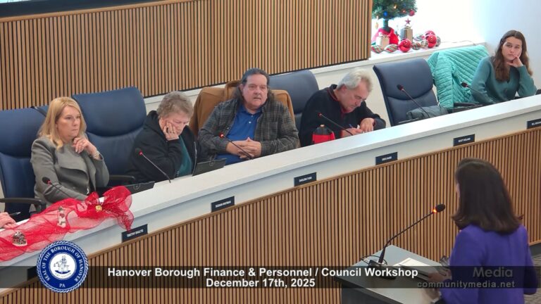 Hanover Borough Finance & Personnel/Council Workshop – 12/17/2025
