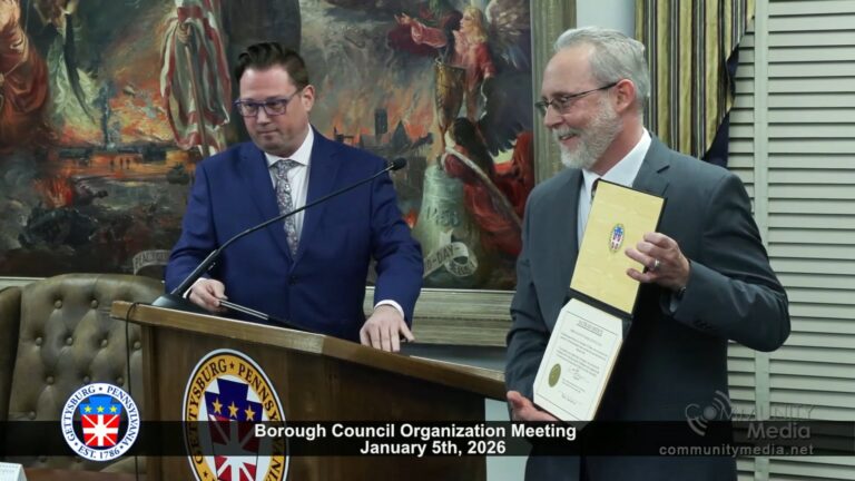 Gettysburg Borough Council Organization Meeting – 01/05/2026