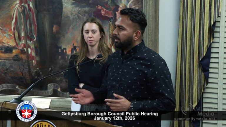 Gettysburg Borough Council Public Hearing – Liquor License Transfer – 01/12/2026
