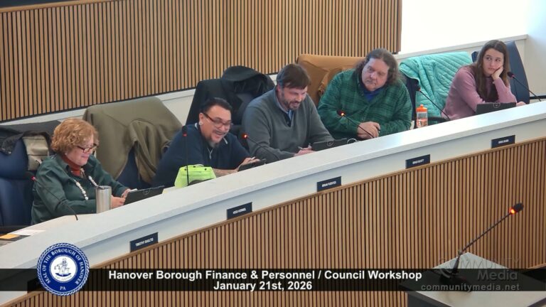 Hanover Borough Finance & Personnel/Council Workshop – 01/21/2026