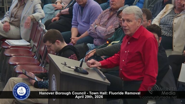 Hanover Borough  Town Hall on Potential Removal of Fluoride from Water Service – 4/29/2026