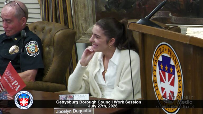 Gettysburg Borough Council Work Session Meeting – 07/27/2026