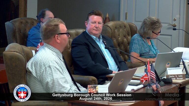 Gettysburg Borough Council Work Session Meeting – 08/24/2026