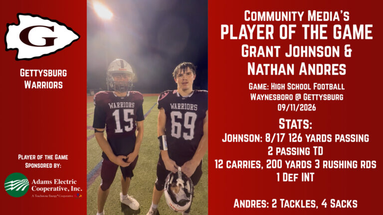 Player of the Game – Grant Johnson & Nathan Andres– 09/11/2026