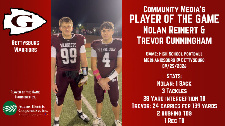 Player of the Game – Nolan Reinert and Trevor Cunningham – 09/25/2026