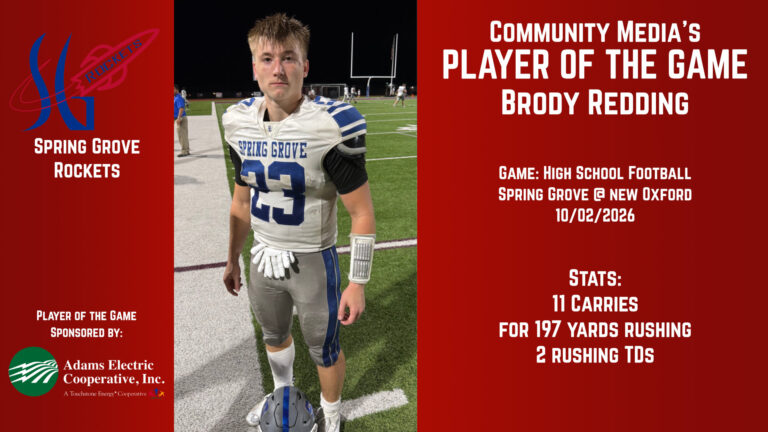 Player of the Game – Brody Redding – 10/02/2026